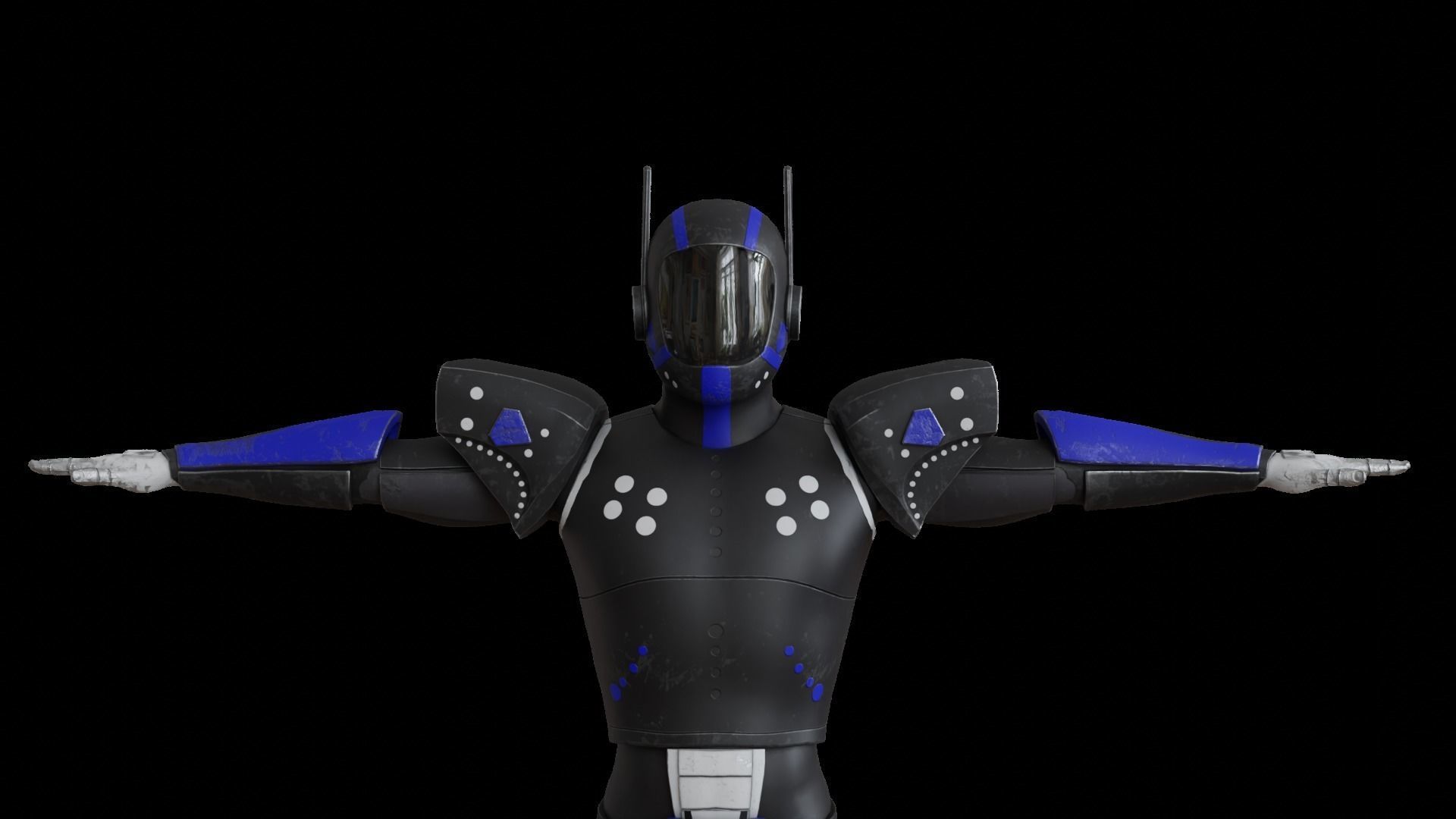 High-quality blue robot model  3D model_9