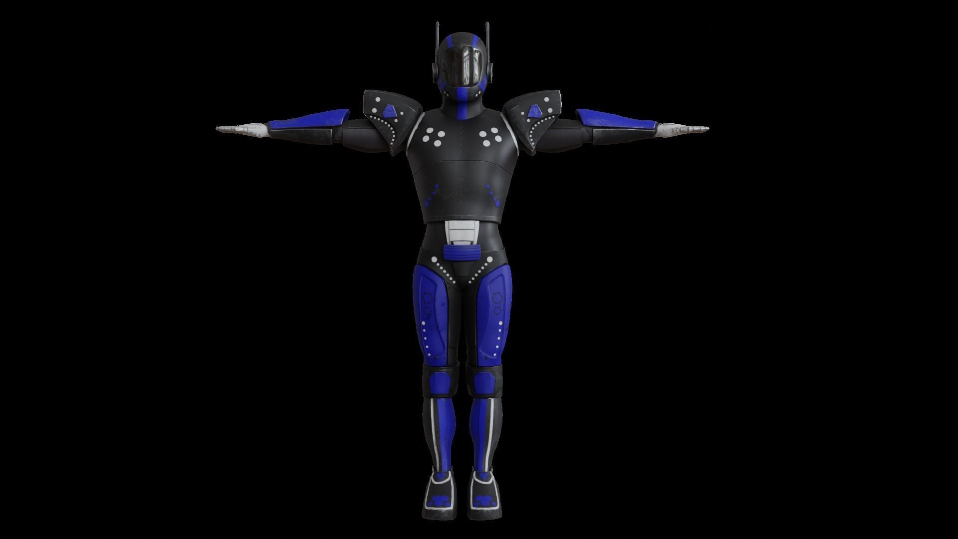 High-quality blue robot model  3D model_3