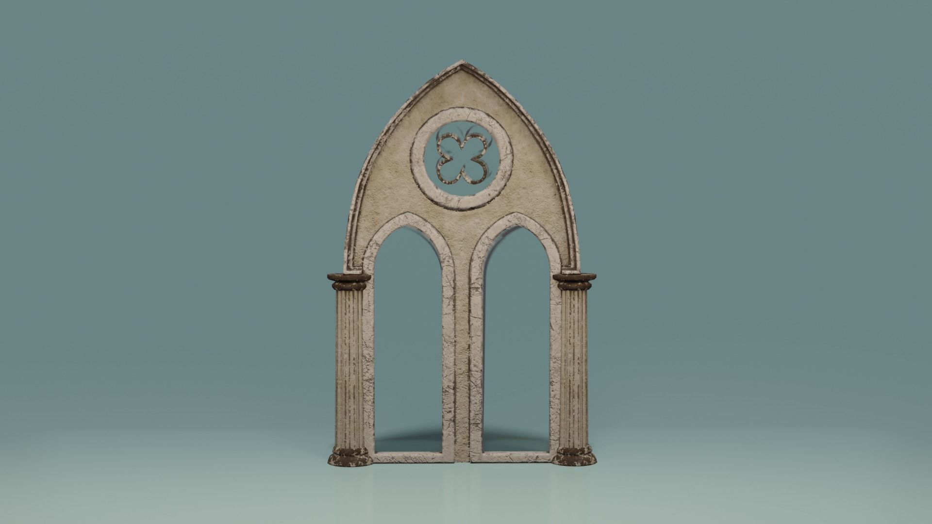 Gotic Window Set Low-poly 3D model_5