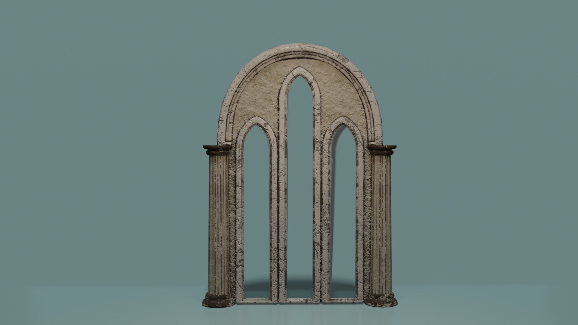 Gotic Window Set Low-poly 3D model_2