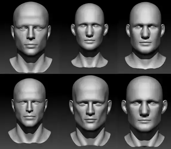 10 Male Heads  3D Model Collection