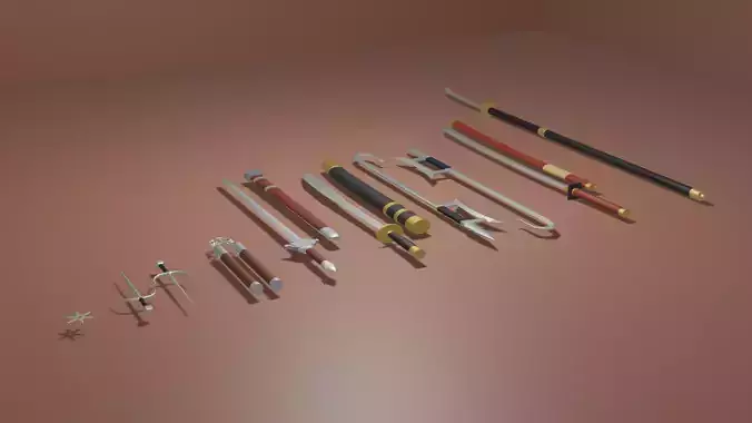 Chinese weapons asset pack Free low-poly 3D model