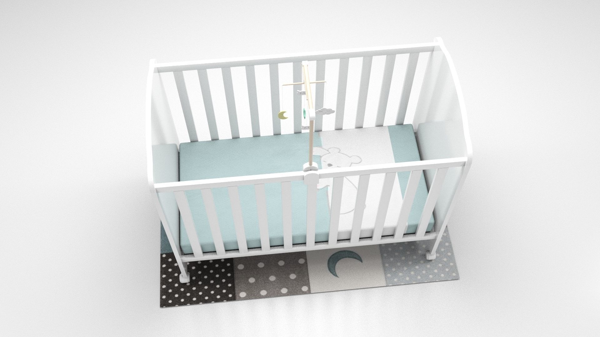 Crib set teddy bear stand Low-poly 3D model_7