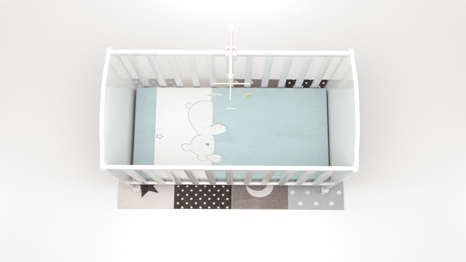 Crib set teddy bear stand Low-poly 3D model_4