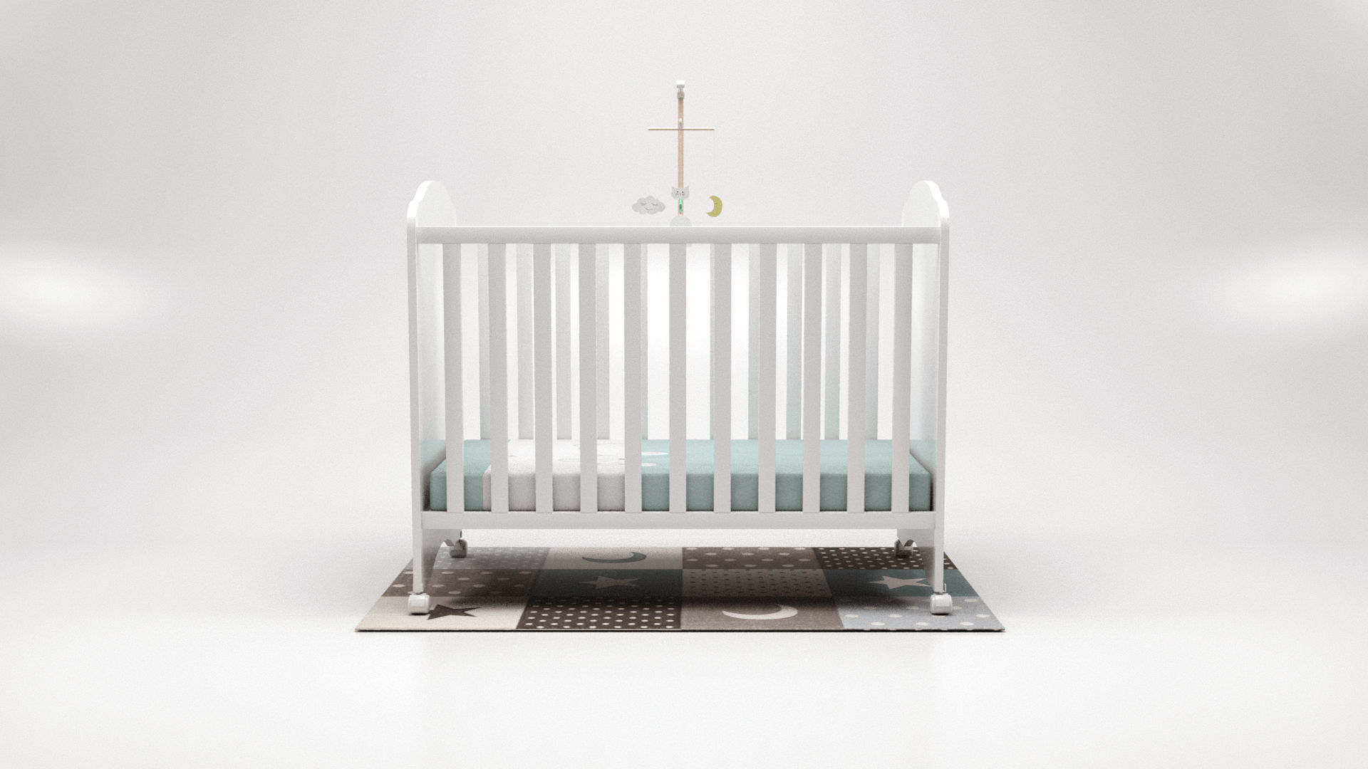 Crib set teddy bear stand Low-poly 3D model_2