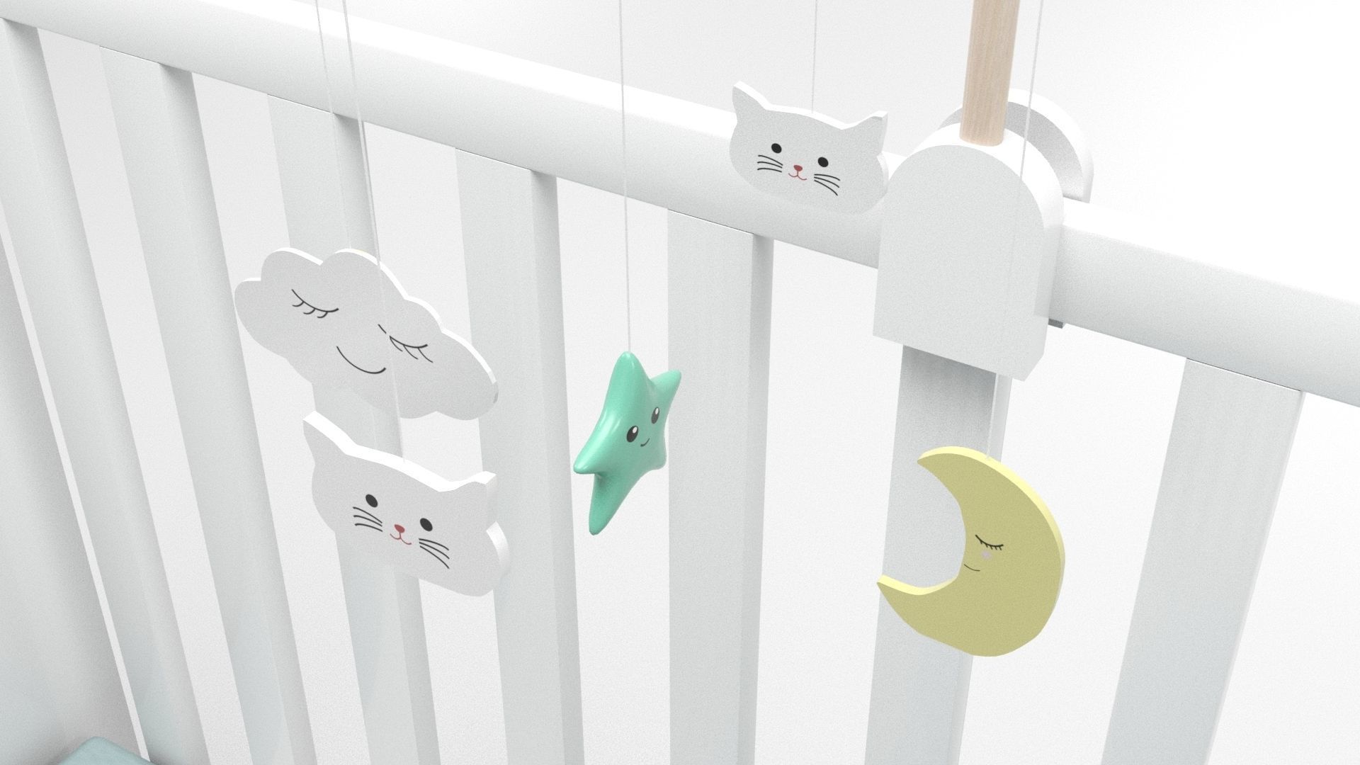 Crib set teddy bear stand Low-poly 3D model_6