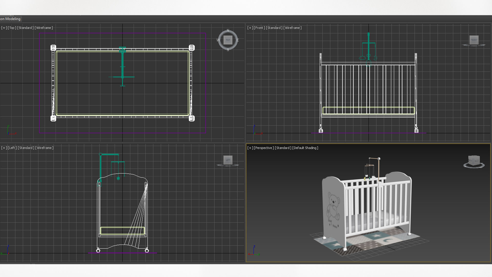 Crib set teddy bear stand Low-poly 3D model_8