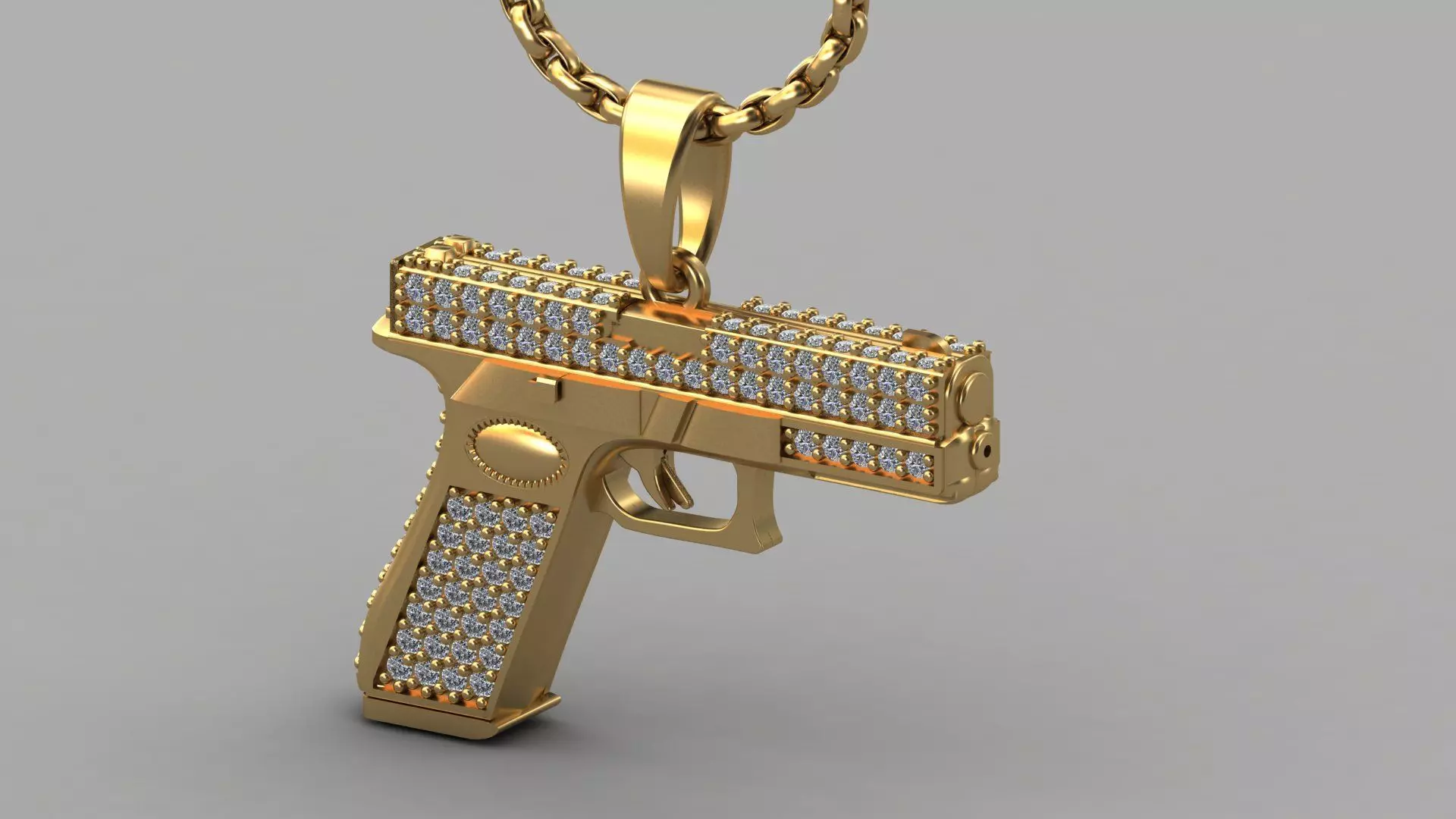 Pistol Pendant Silver Gold Platinum Luxury Jewelry 3DM STL 3D print model