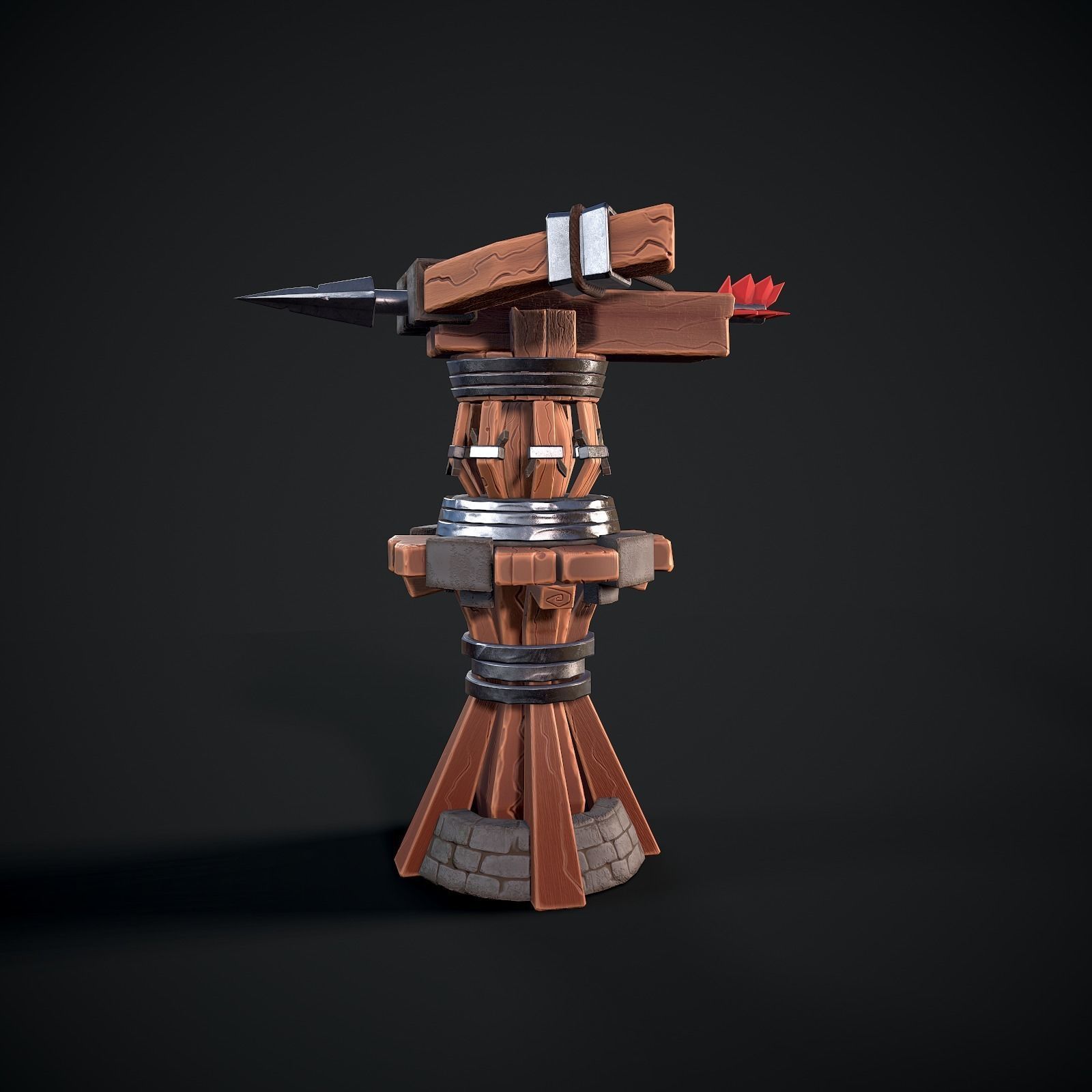 Tower Crossbow Low-poly 3D model_4