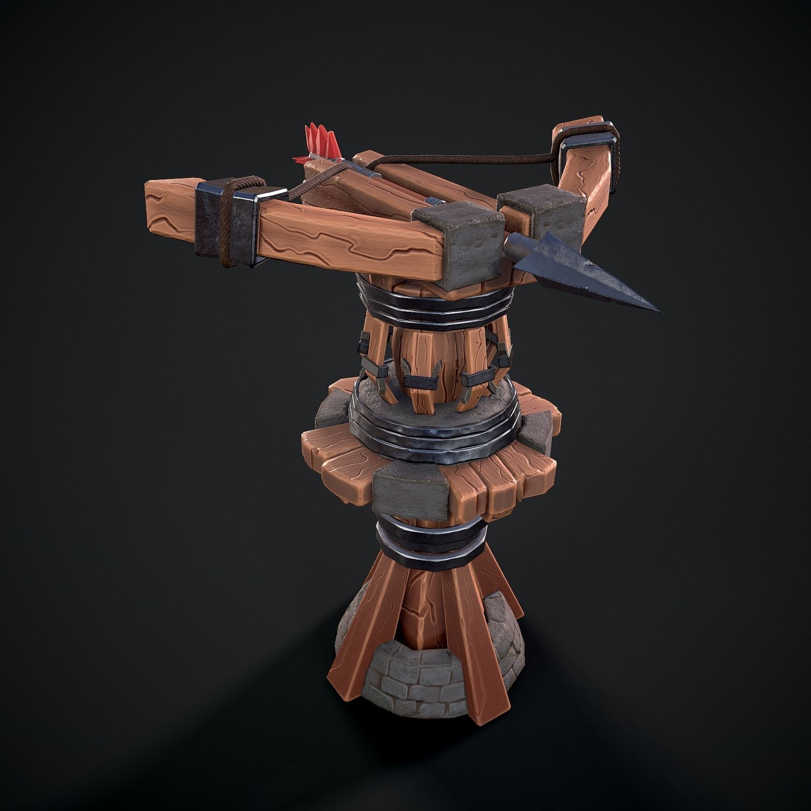Tower Crossbow Low-poly 3D model_2