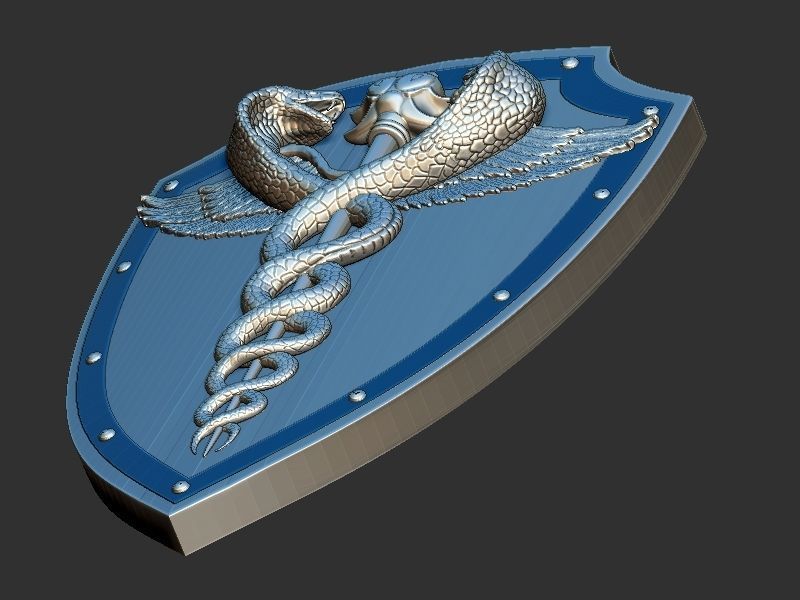 Medical symbol shield 3D print model_3