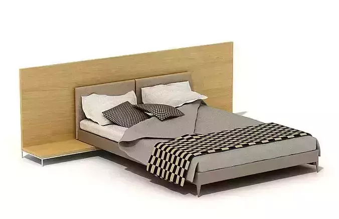 Modern Pedestal Bed With Gray Blanket