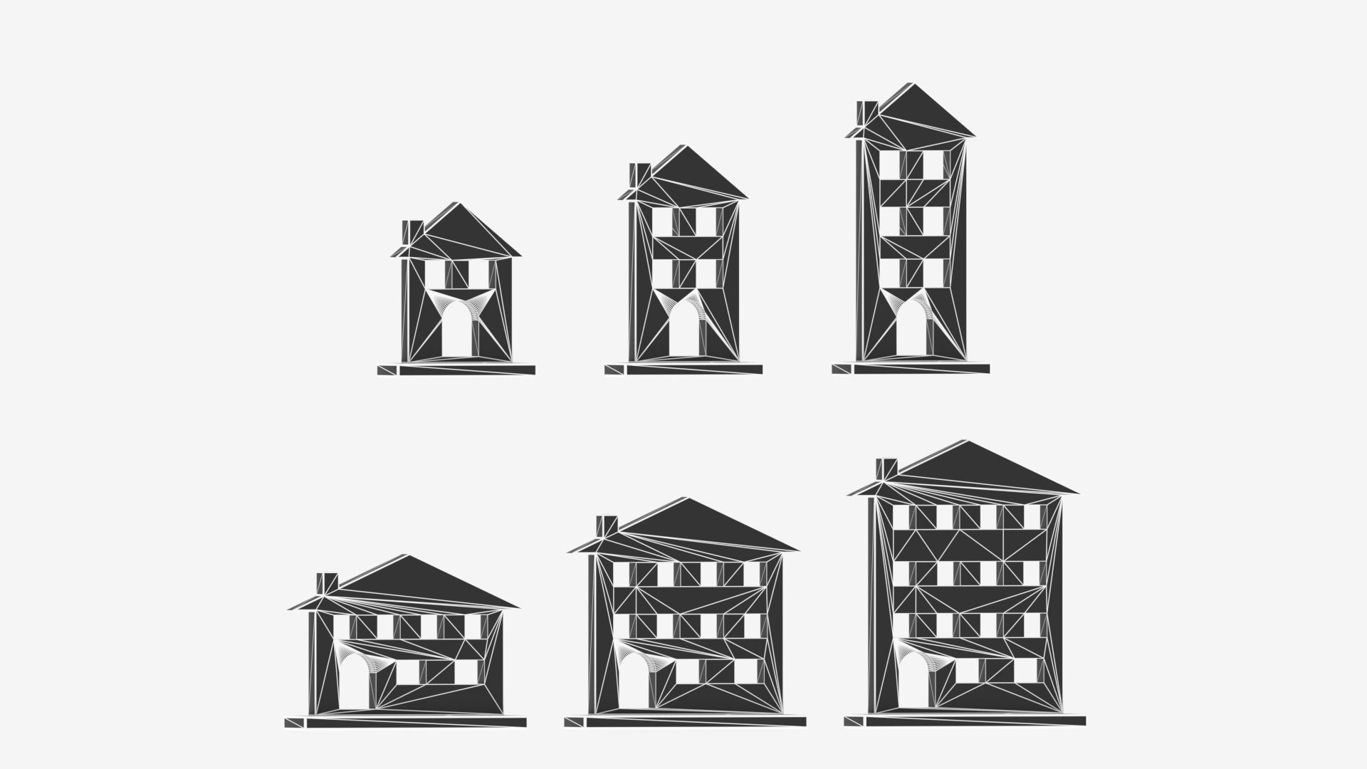 Cartoon House Icon Collection Low-poly 3D model_10