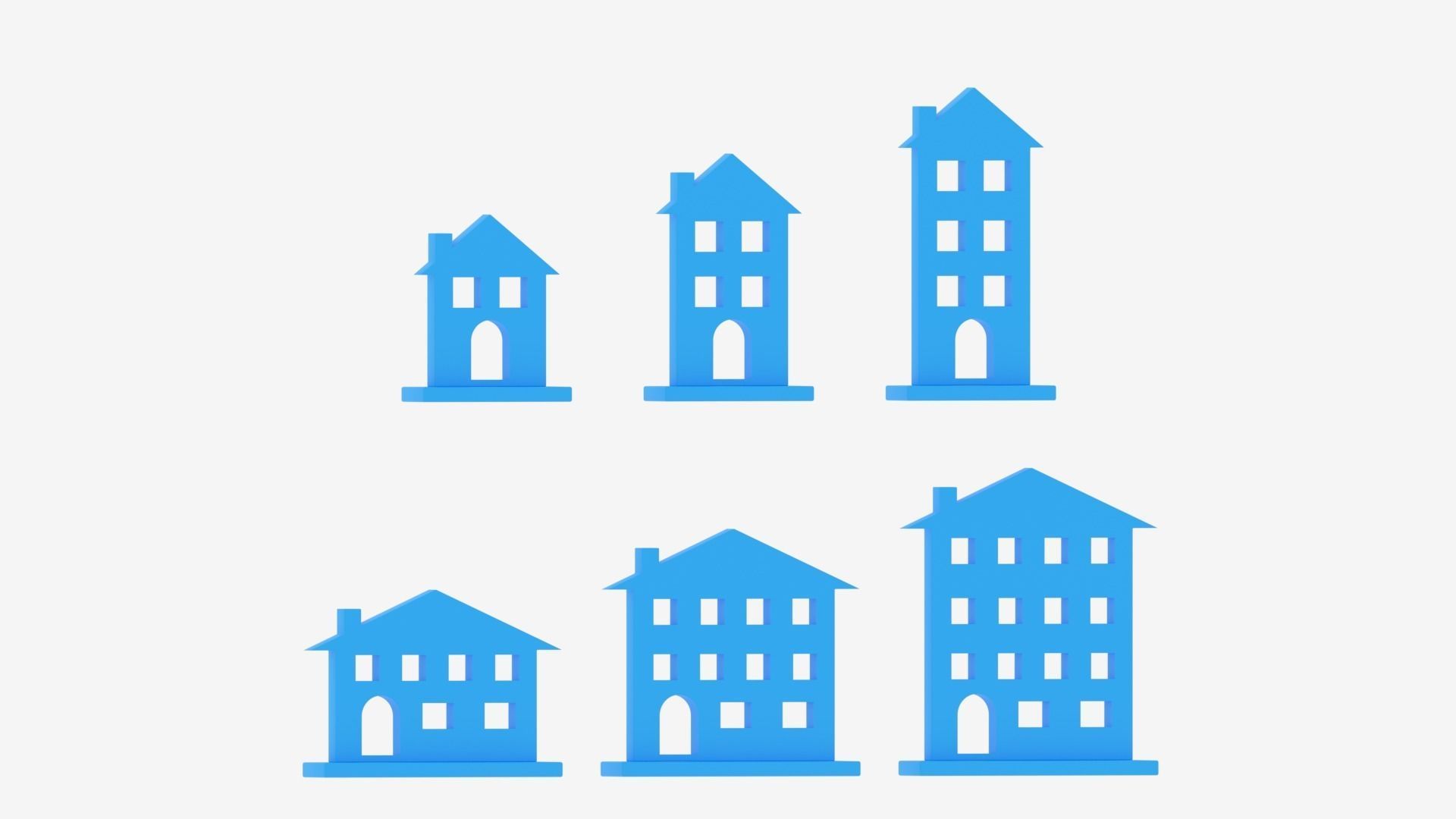 Cartoon House Icon Collection Low-poly 3D model_8