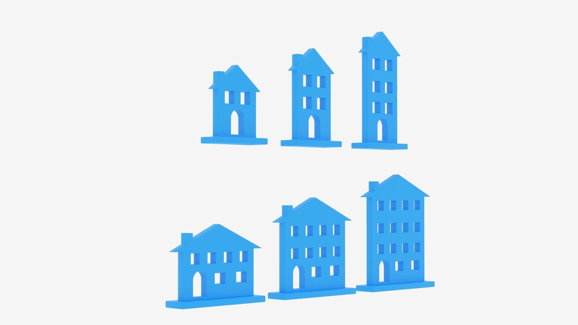 Cartoon House Icon Collection Low-poly 3D model_6