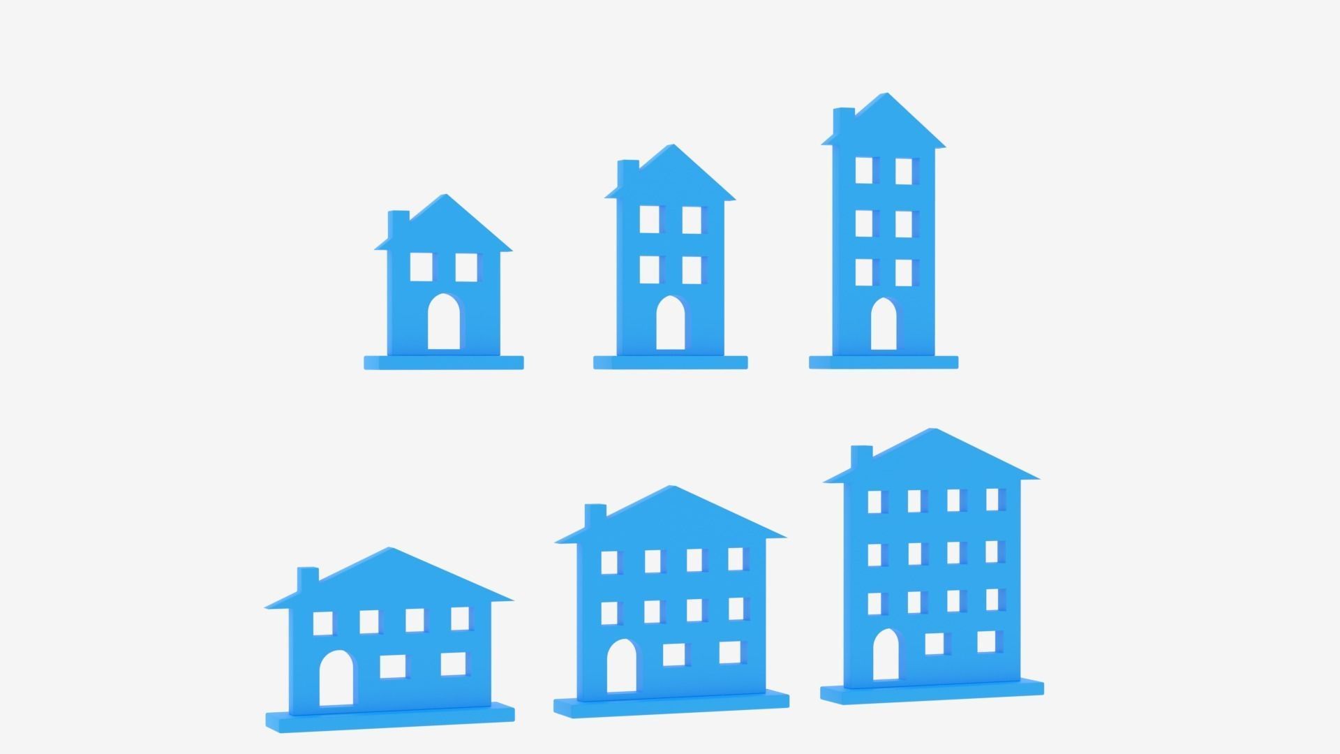 Cartoon House Icon Collection Low-poly 3D model_7