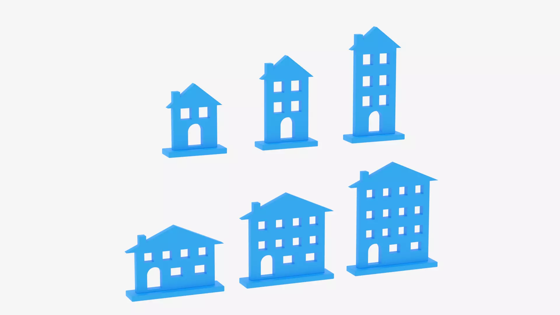 Cartoon House Icon Collection Low-poly 3D model_0