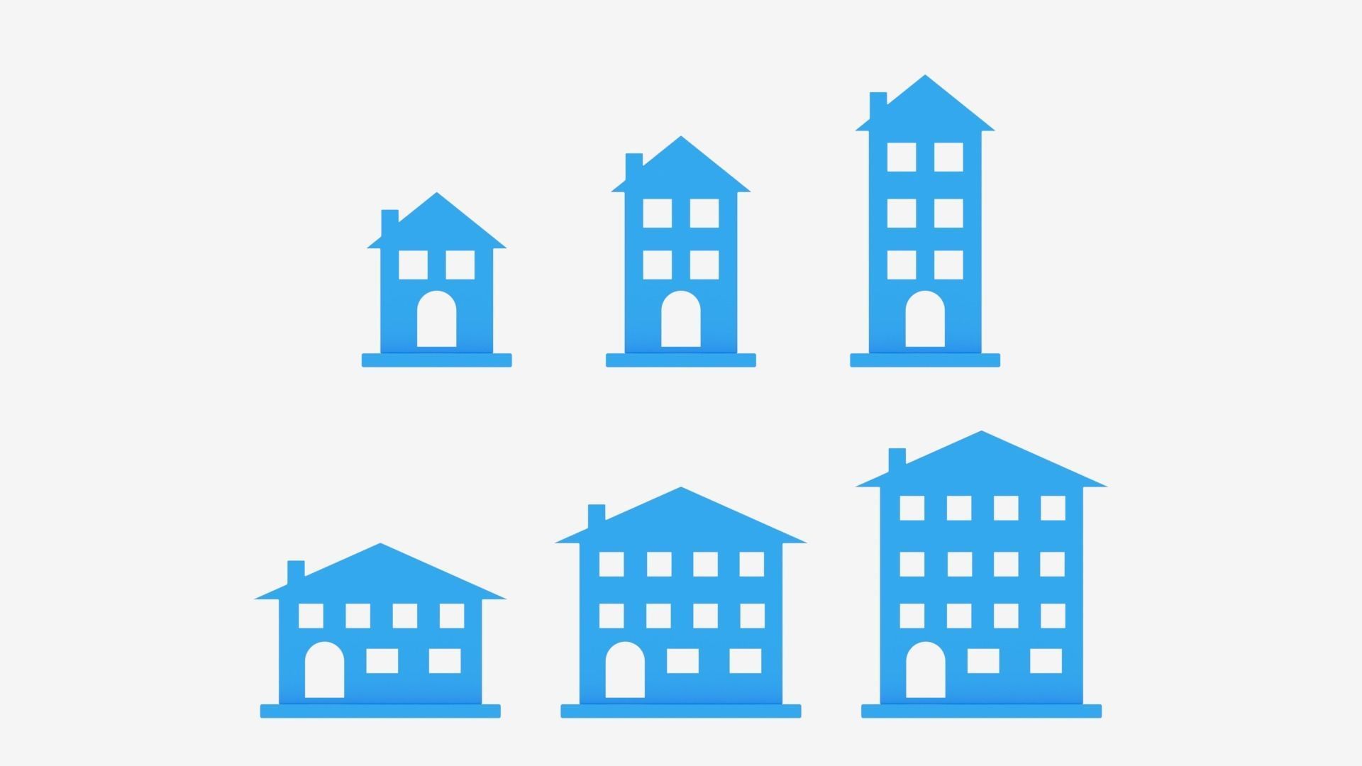 Cartoon House Icon Collection Low-poly 3D model_5