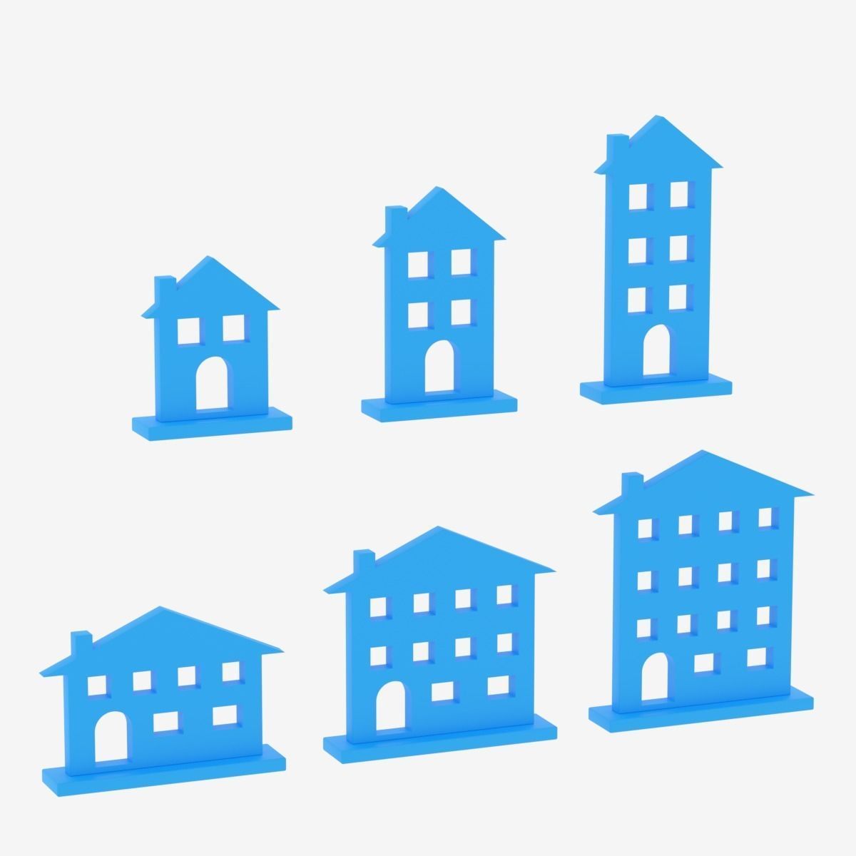 Cartoon House Icon Collection Low-poly 3D model_9