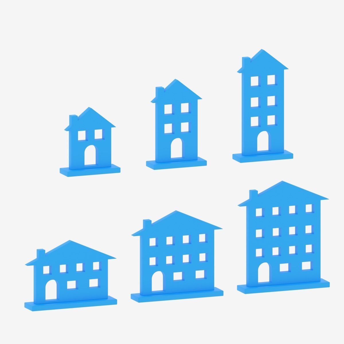 Cartoon House Icon Collection Low-poly 3D model_11