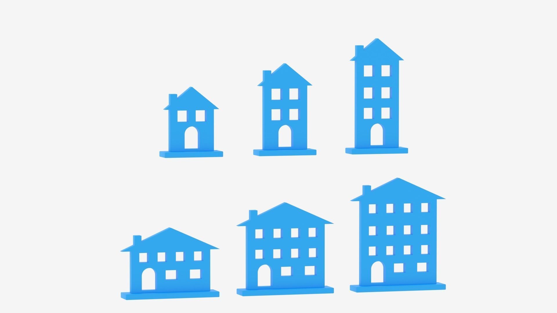 Cartoon House Icon Collection Low-poly 3D model_2