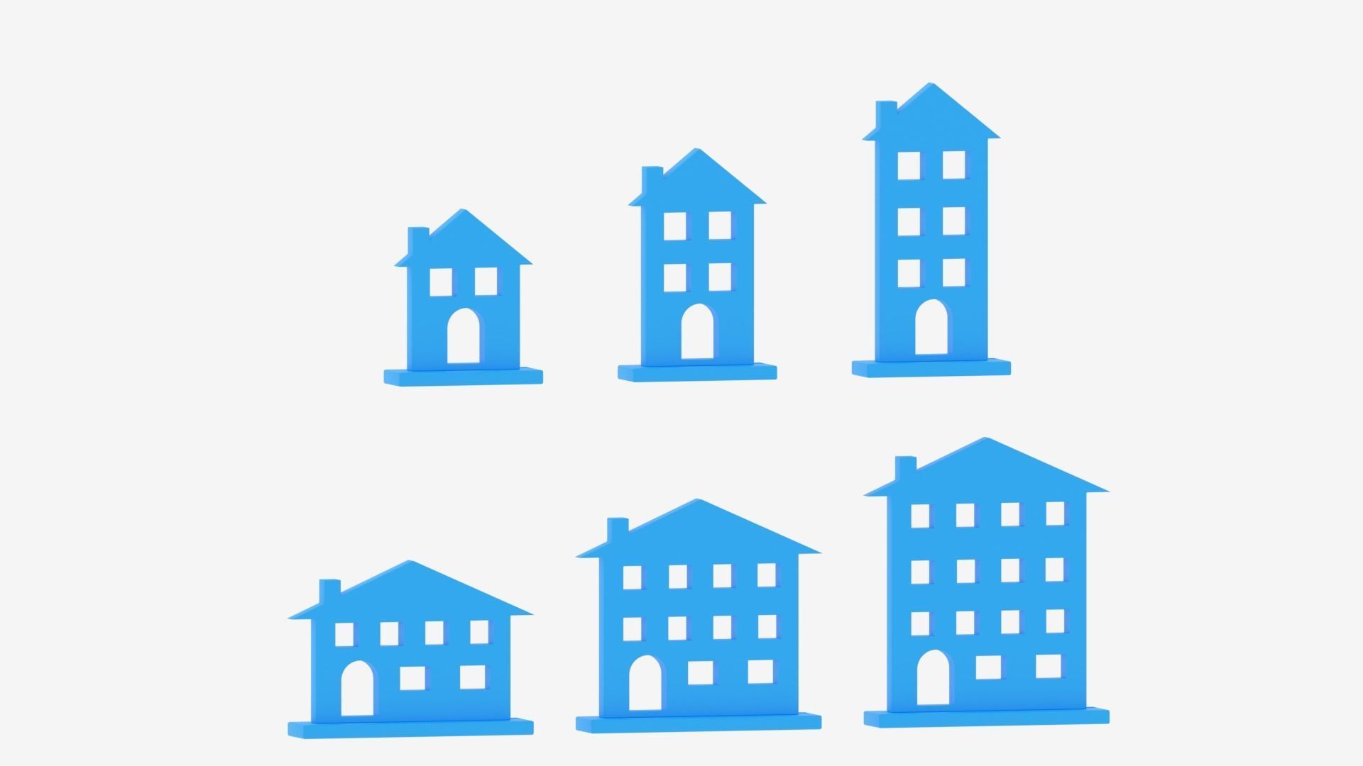 Cartoon House Icon Collection Low-poly 3D model_3