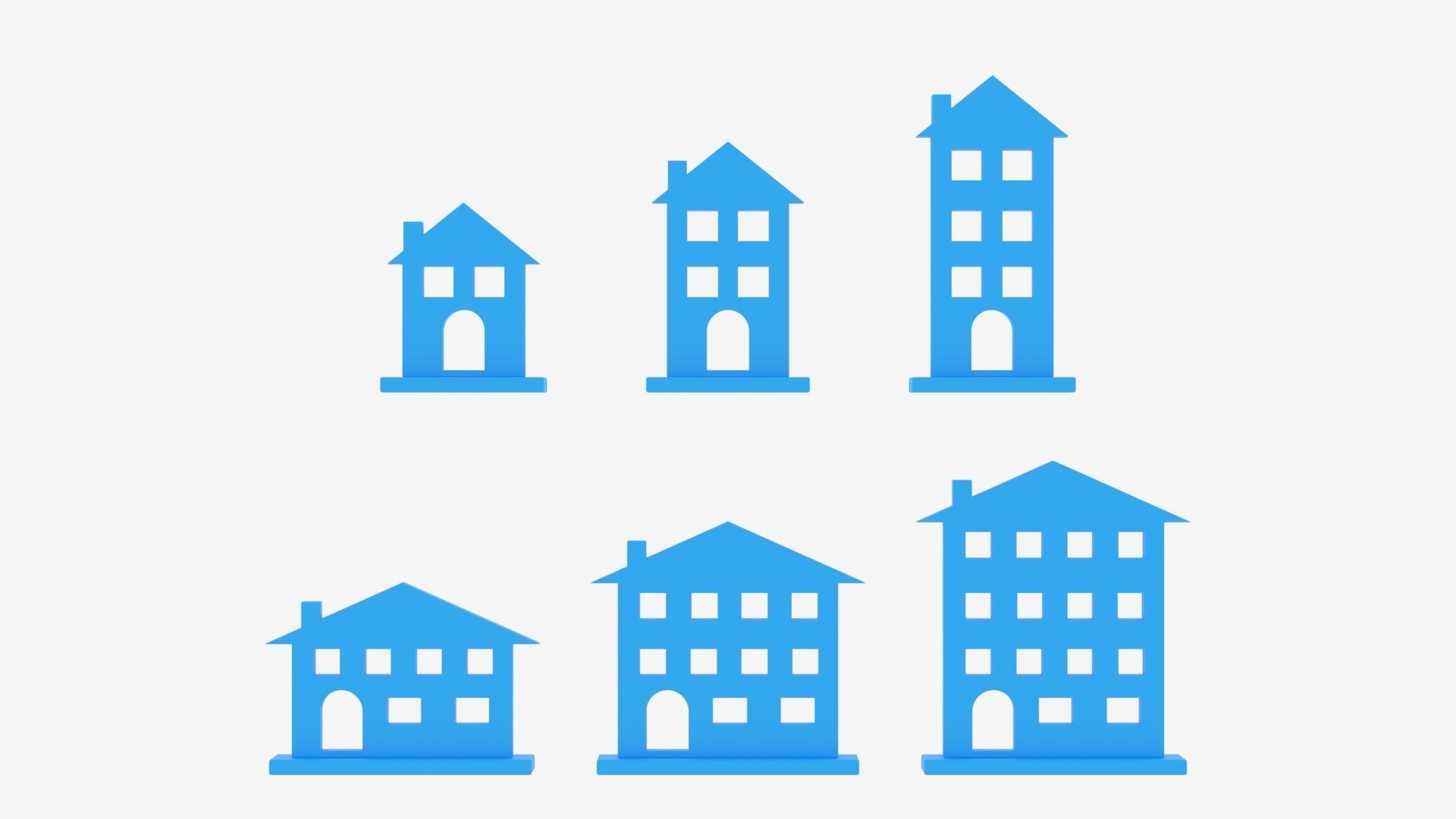 Cartoon House Icon Collection Low-poly 3D model_4