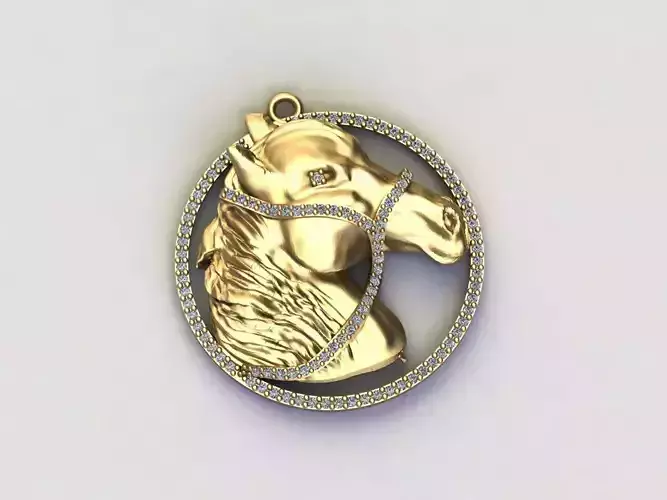 Horse Pendant Silver Gold Platinum Luxury Jewelry 3DM model