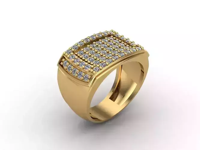 STL 3DM Mens Gemstone Diamond Men Ring With Details 