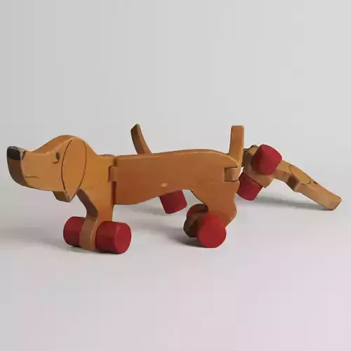 Vintage Wood Pull Toy Dog