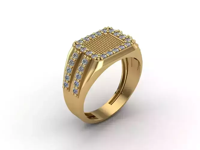 STL 3DM Mens Gemstone Diamond Men Ring With Details 