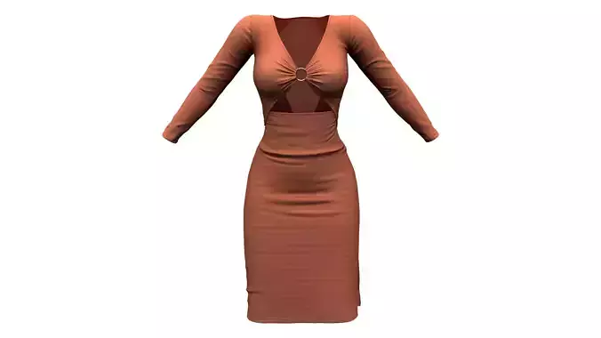 Buckle Connected Chest Side Slit Skirt Elegant Dress