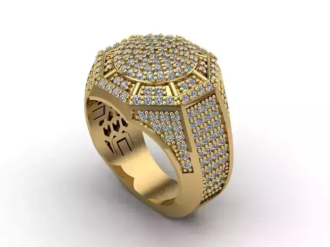 STL 3DM Mens Gemstone Diamond Men Ring With Details 