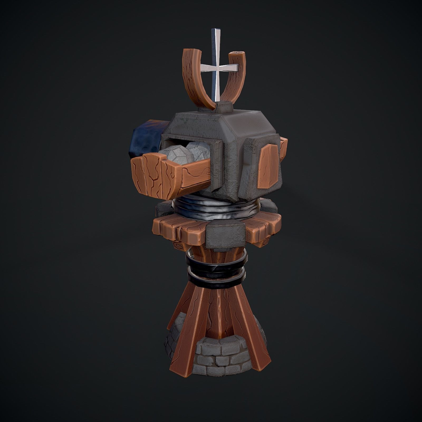 Tower Cannon Low-poly 3D model_3