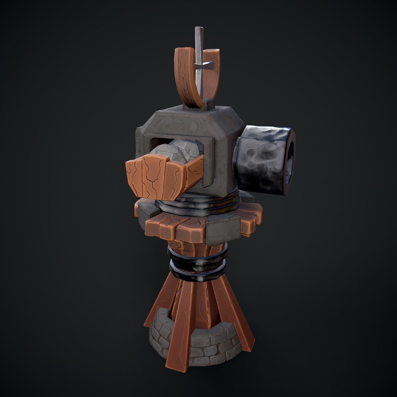 Tower Cannon Low-poly 3D model_2