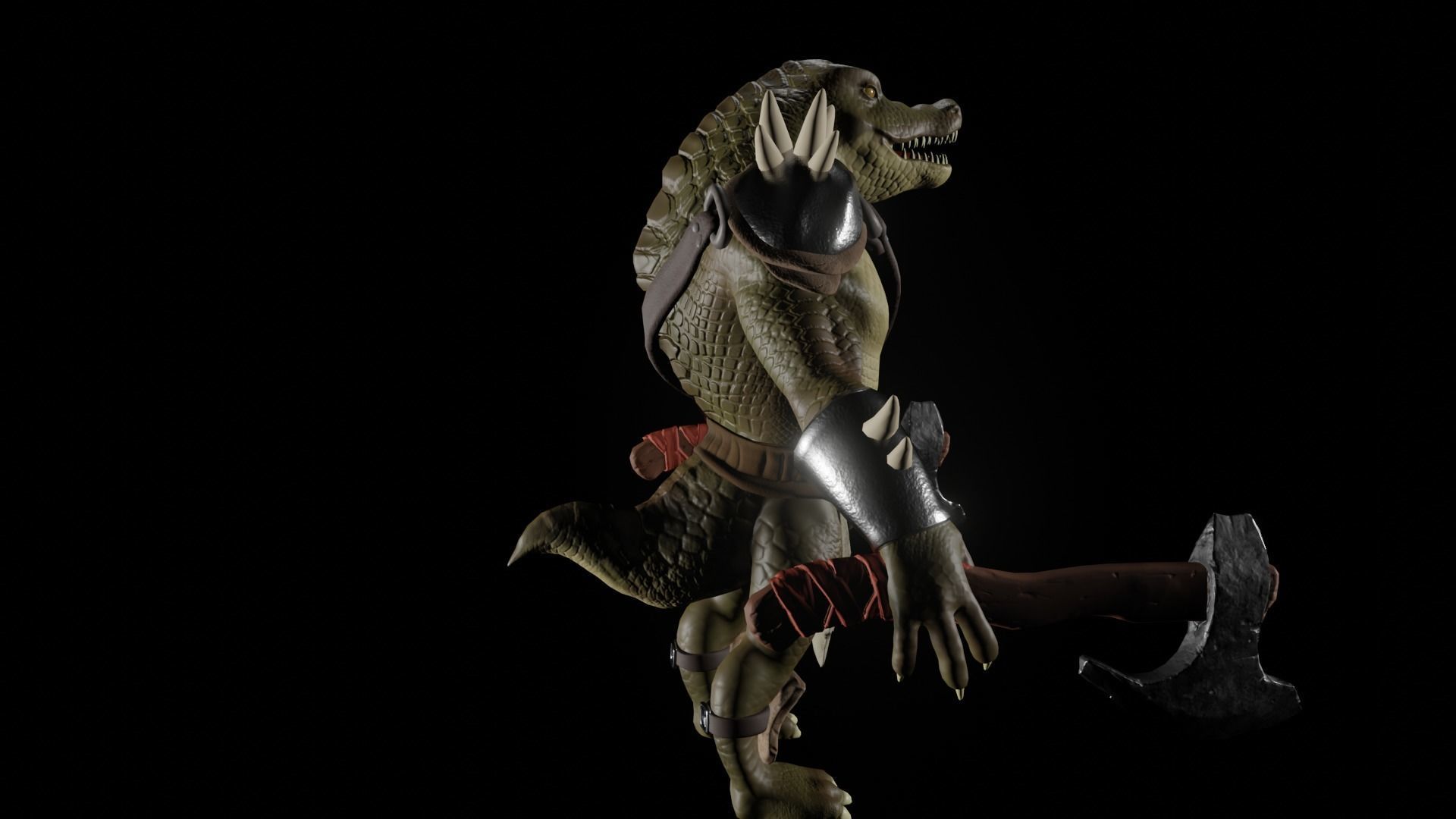 Fantasy alligator character Low-poly 3D model_8