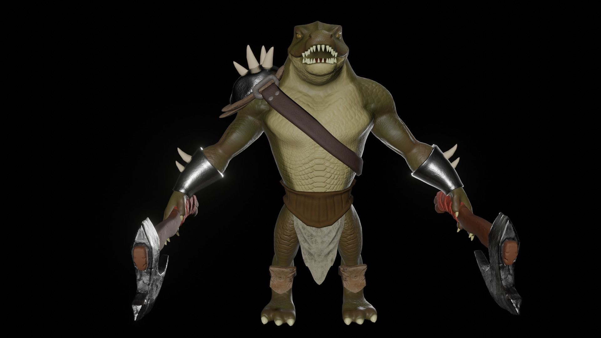 Fantasy alligator character Low-poly 3D model_9