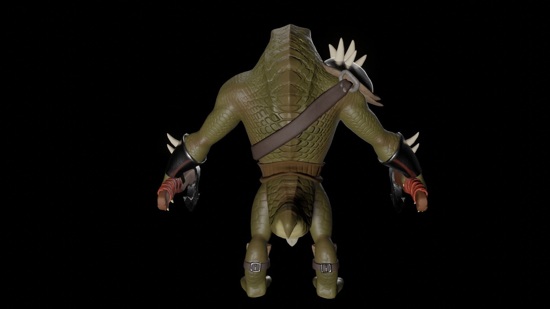 Fantasy alligator character Low-poly 3D model_6