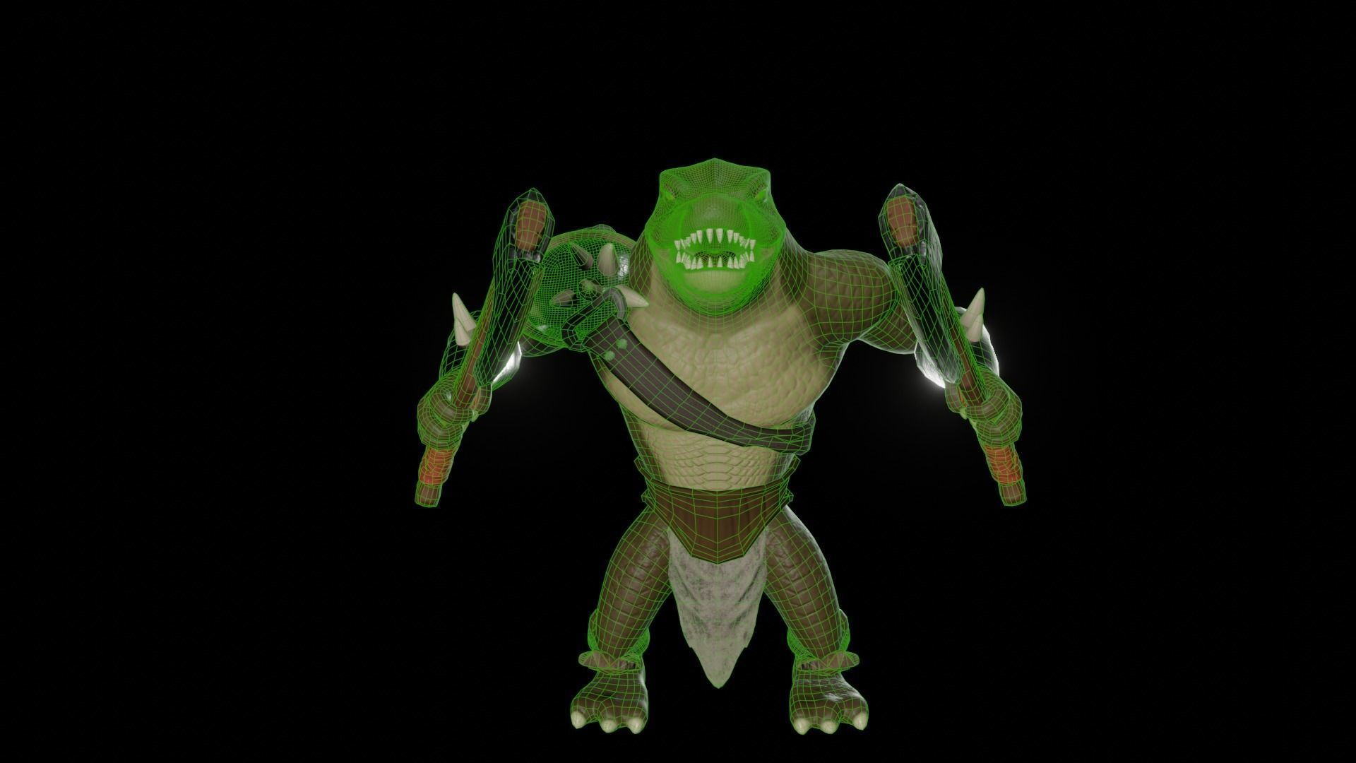 Fantasy alligator character Low-poly 3D model_12