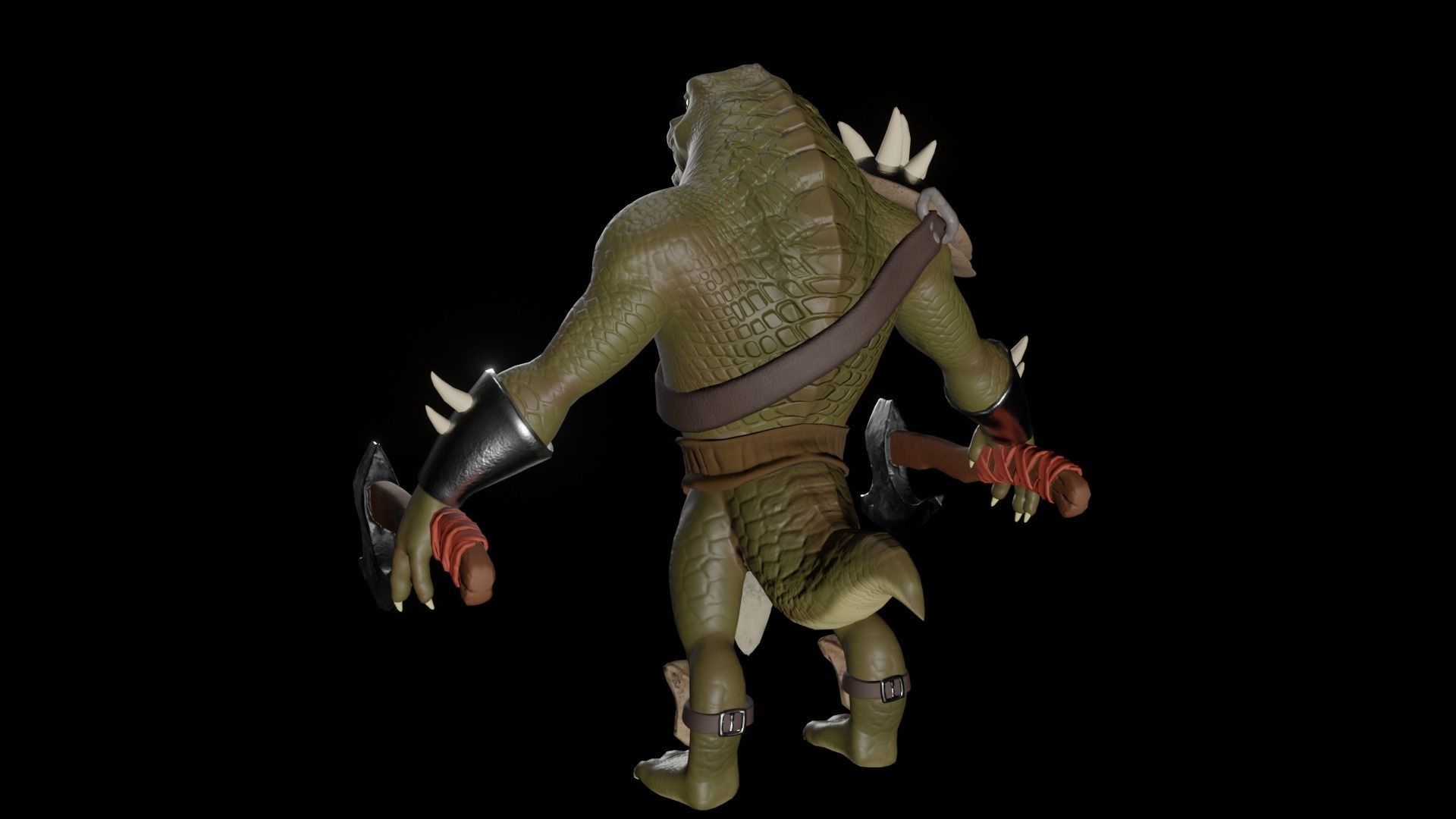Fantasy alligator character Low-poly 3D model_5