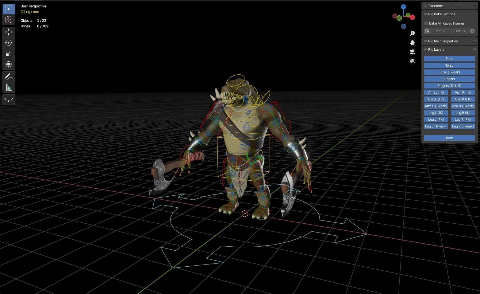 Fantasy alligator character Low-poly 3D model_10