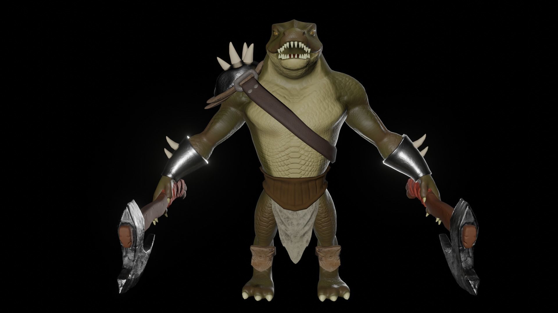 Fantasy alligator character Low-poly 3D model_2