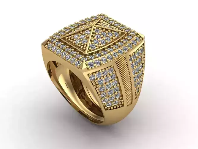 STL 3DM Mens Gemstone Diamond Men Ring With Details 