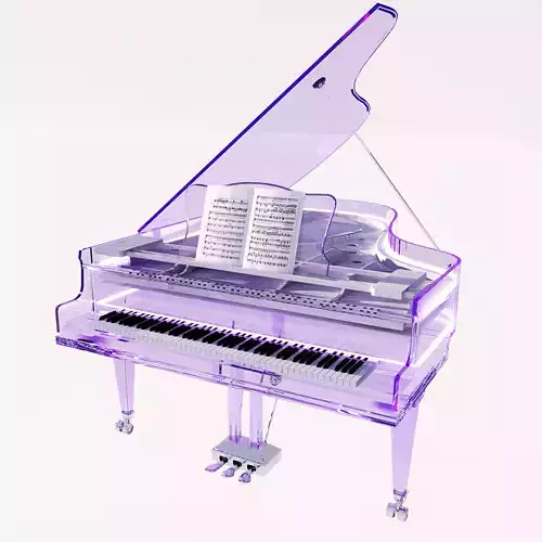 backlit acrylic glass grand piano 3D model