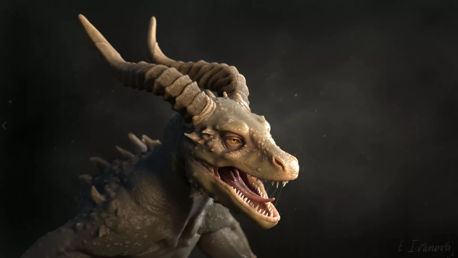 Drakonian beast Low-poly 3D model_0