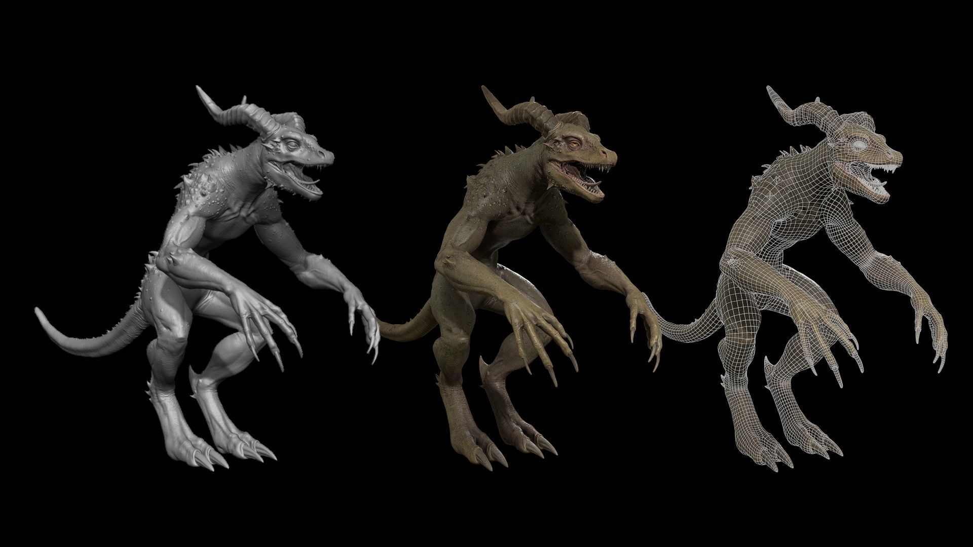 Drakonian beast Low-poly 3D model_8