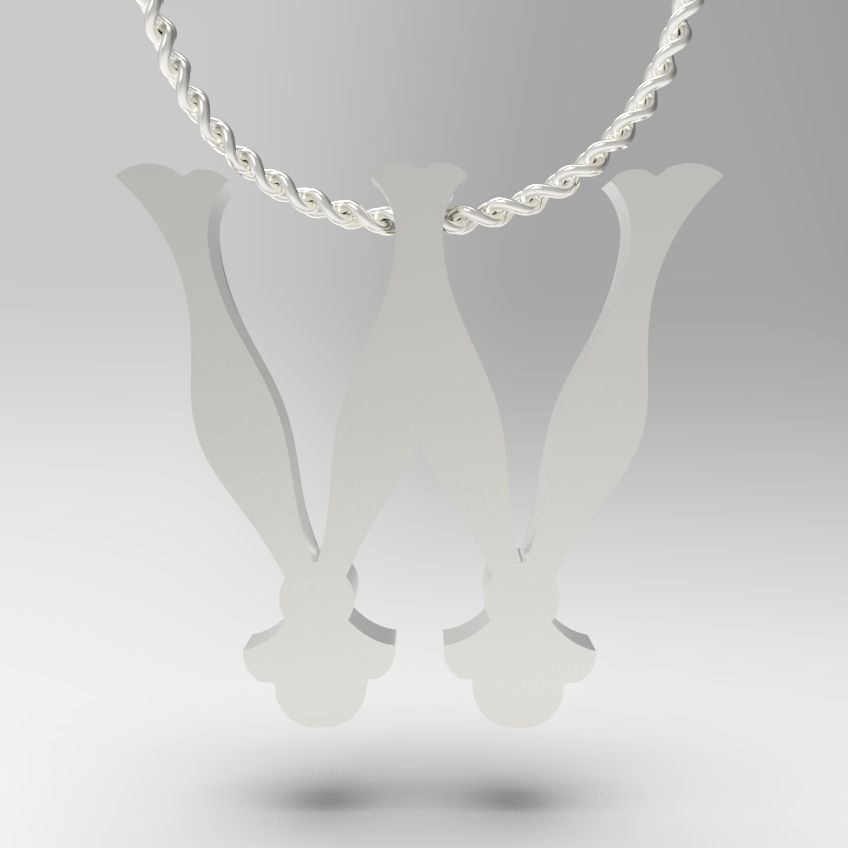 Alphabet Latin W 3D print model_13