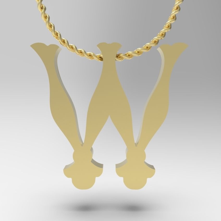 Alphabet Latin W 3D print model_12