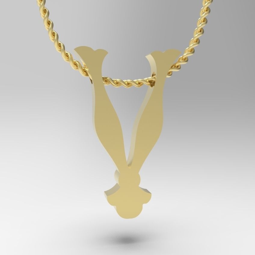 Alphabet Latin V 3D print model_11