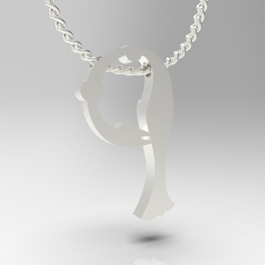 Alphabet Latin P 3D print model_9